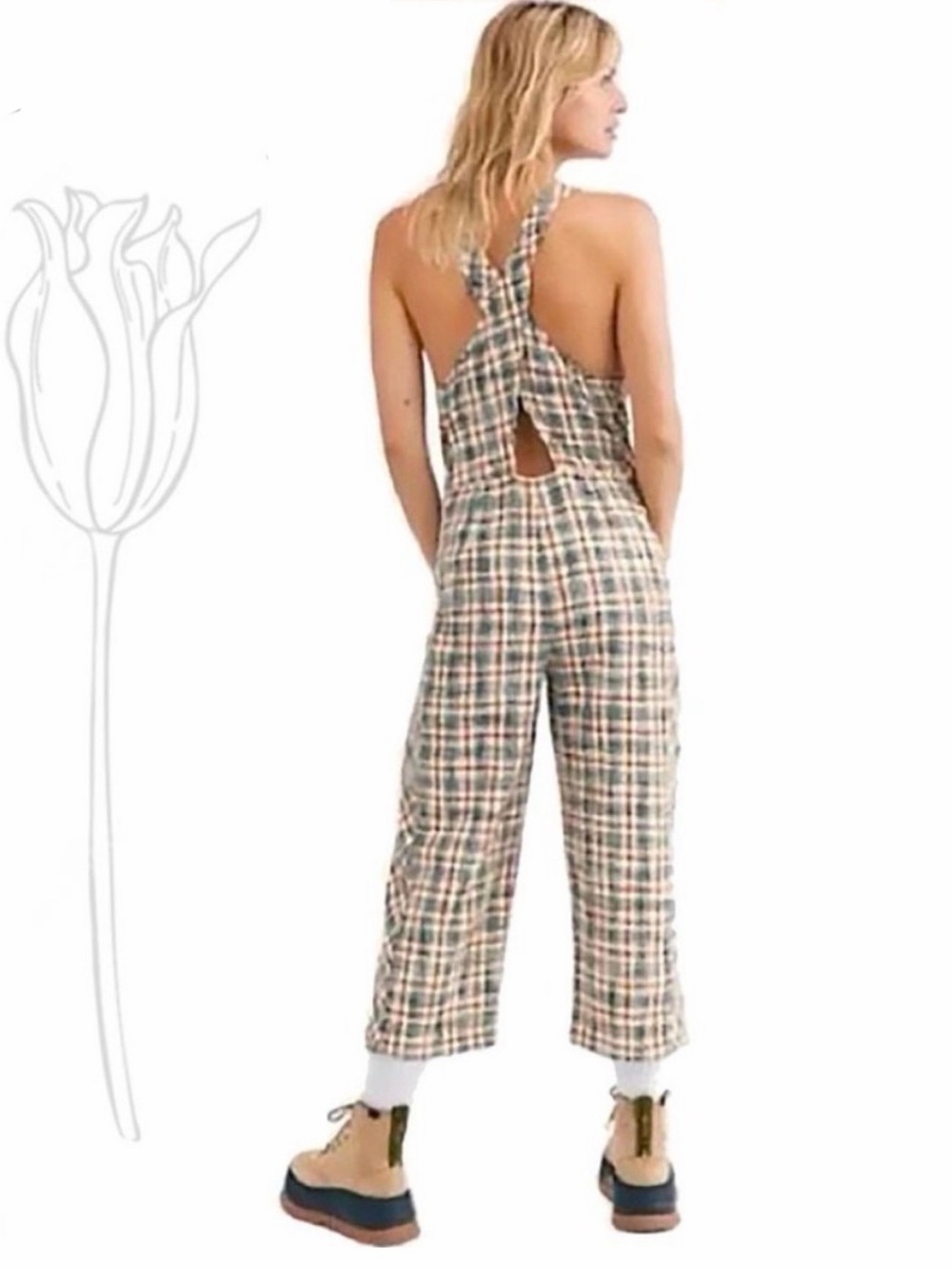 Free People Mulholland Cross Back Jumpsuit NWOT